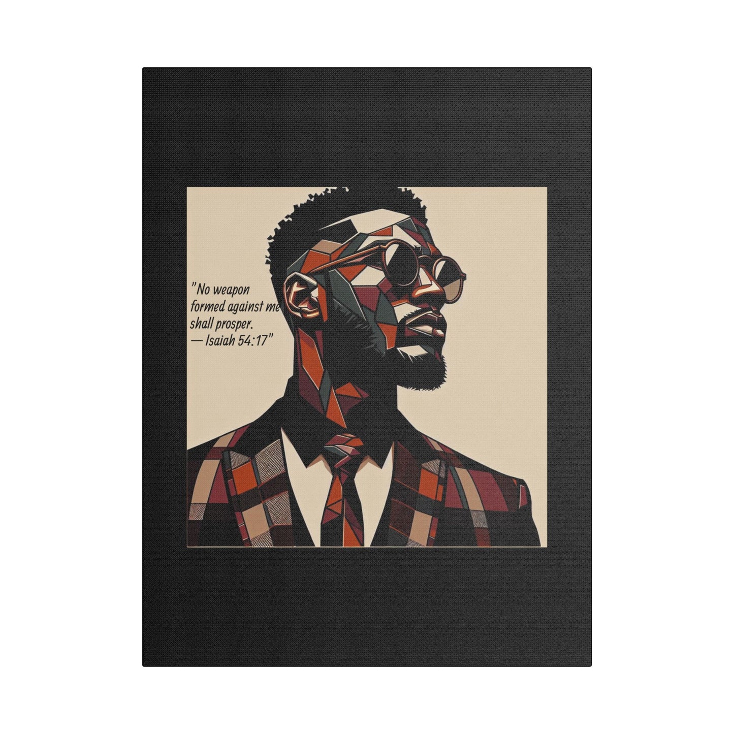 Afro Art Print Canvas, Wall Decor, Satin Stretched Canvas, African American Art, Office Decor, Home Decor - Isaiah 54:17