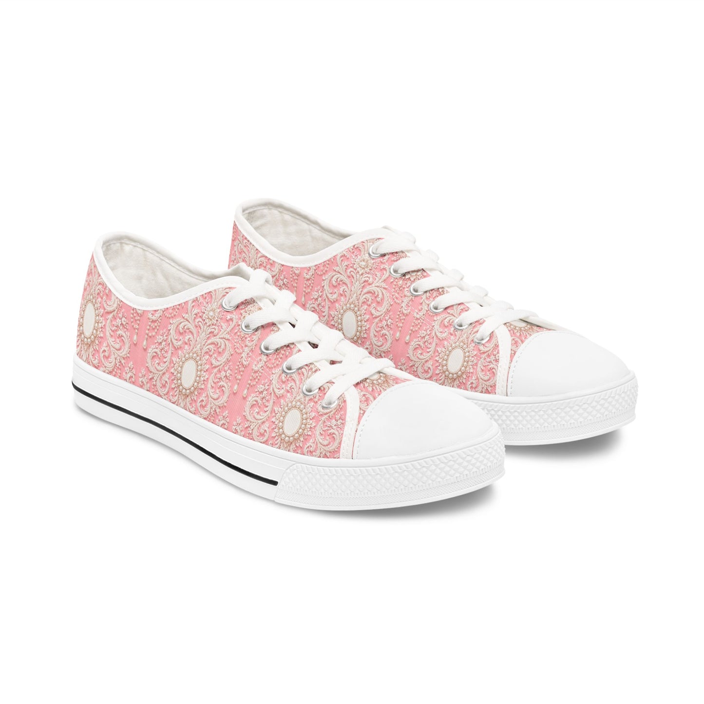 Pink Rococo Vintage Pattern - Women's Low Top Sneakers