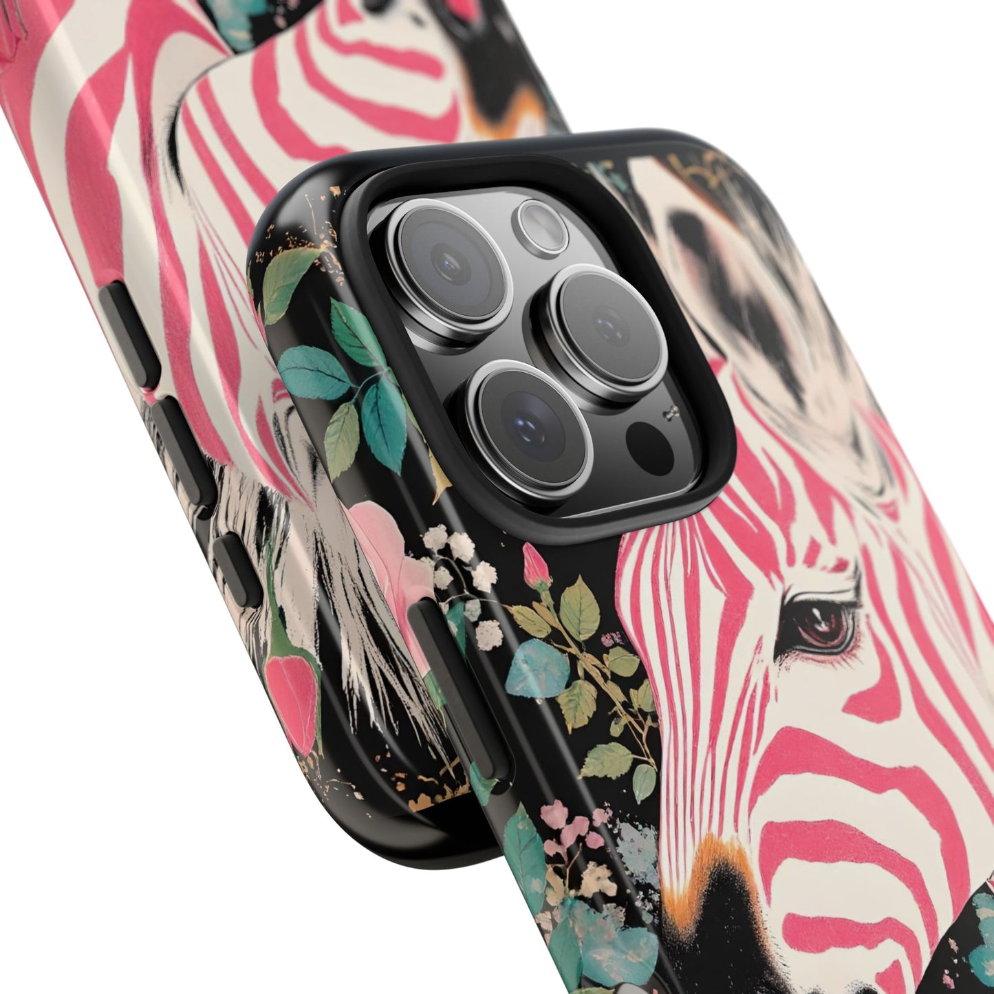 Pink Zebra Tough Phone Case - Trendy Floral Design for Animal Lovers