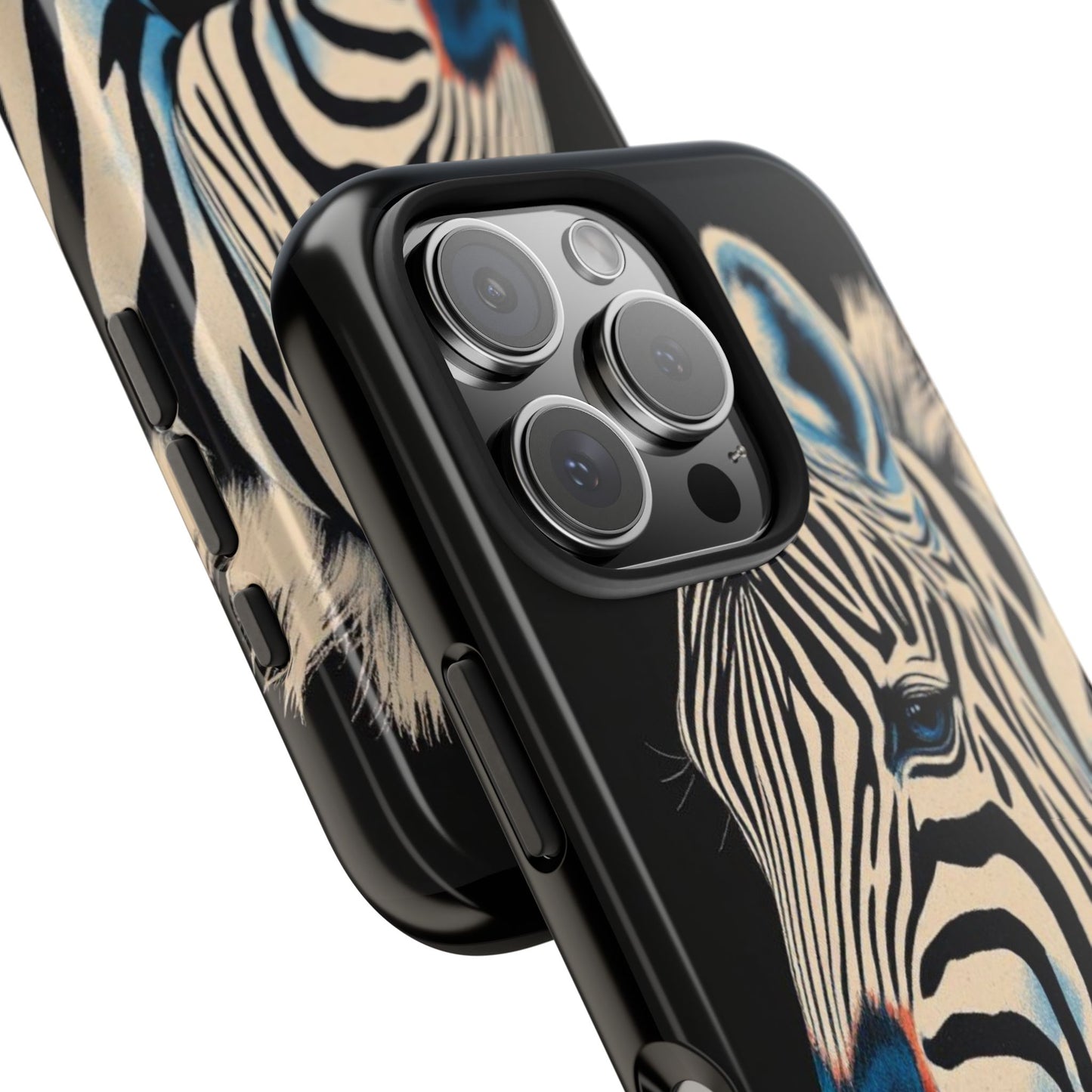 Zebra Tough Phone Case - Trendy Floral Design for Animal Lovers - Blue Zebra & Roses