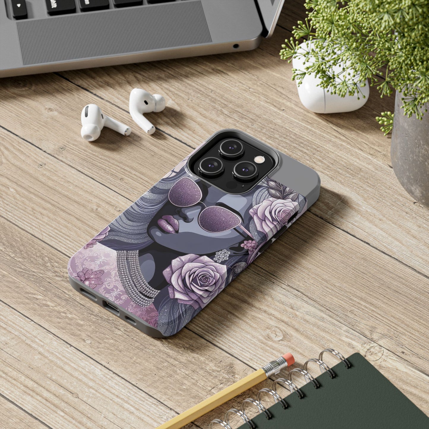 Glamorous Floral Tough Phone Case - Chic Protection for Trendsetters - Lilac & Lavender