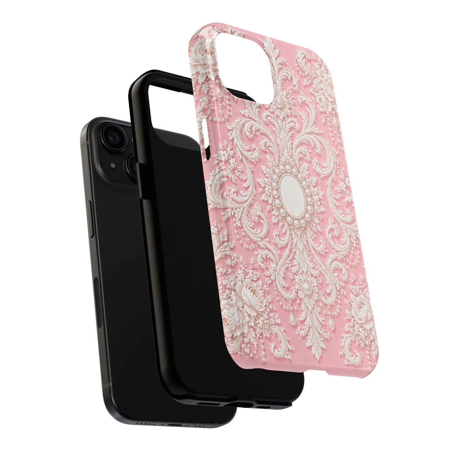 Pink Rococo Elegant Floral Tough Phone Case - Pink Vintage Design