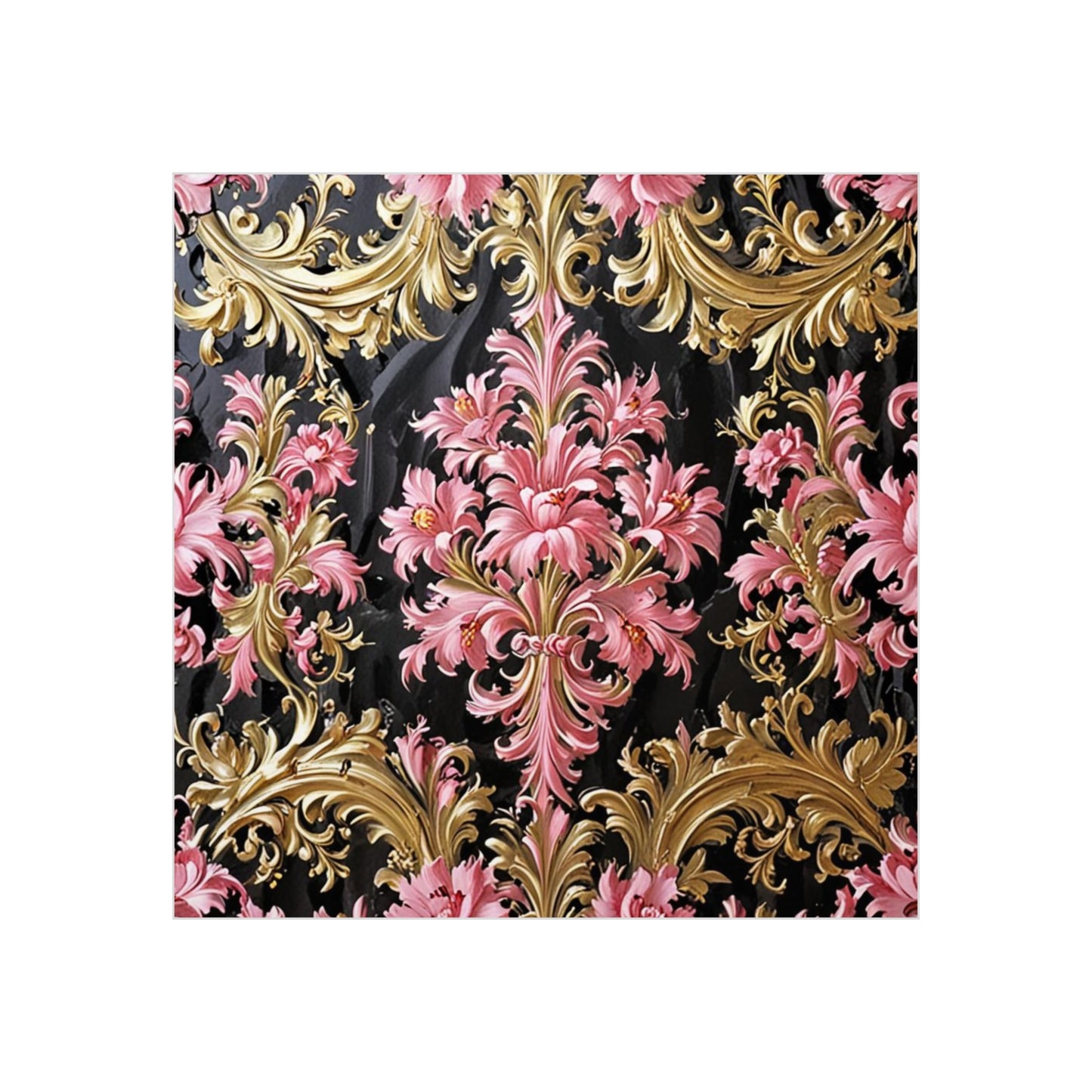 Elegant Floral Foam Board | Decorative Wall Art, Home Decor, Wedding Decor, Party Backdrop - Black & Pink Oil Painting Style Rococo