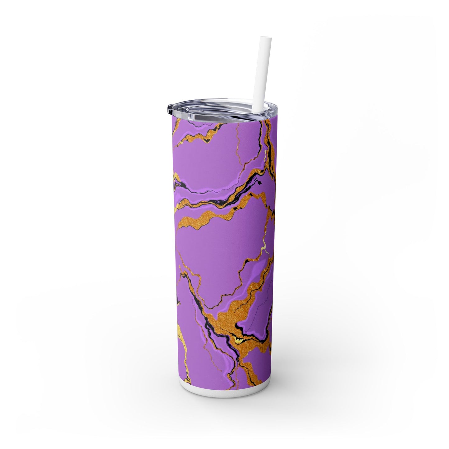 Stylish Marble Lavender Skinny Tumbler, 20oz - Trendy Drinkware for Home, Office, Travel, Gifts, Women, Fashionable Beverages