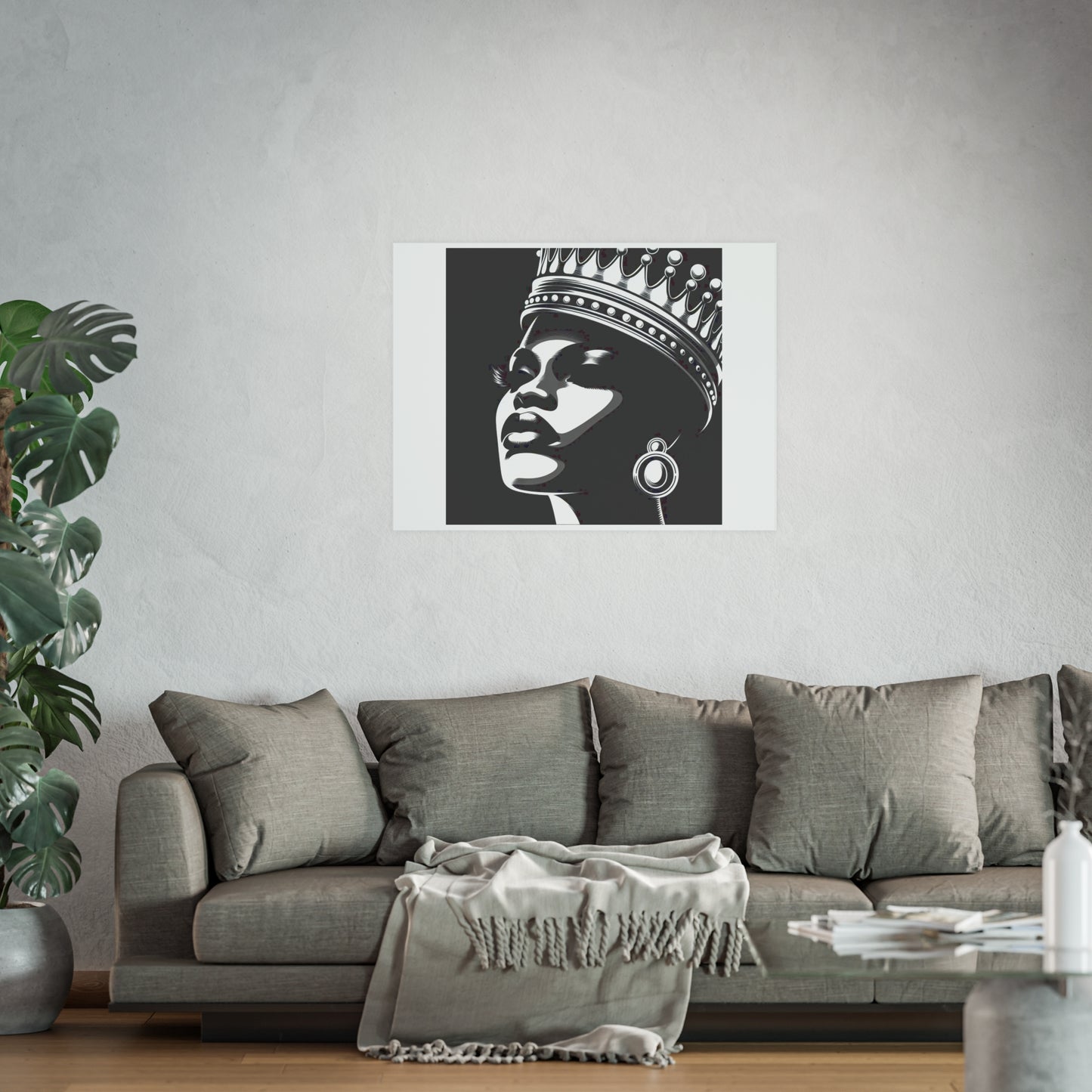 Elegant Crowned Queen Poster - Black & White Art Print, Wall Decor, Home Aesthetic, Gift Idea, Birthday, Celebrations