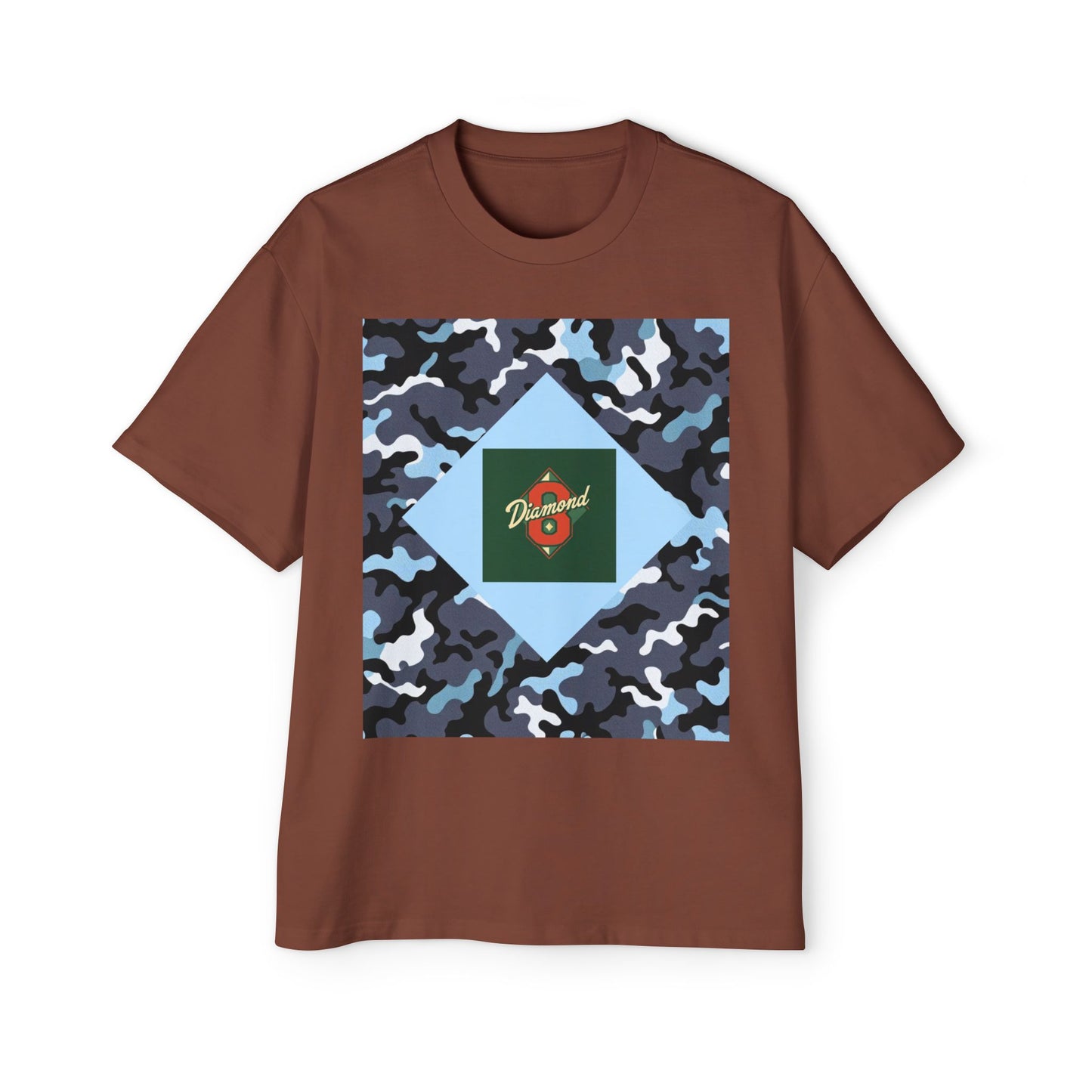 Men's Oversized Camo Tee, Casual Streetwear, Graphic T-Shirt, Trendy Outfit, Gift for Him, Relaxed Fit Top - Camo & Diamond 8