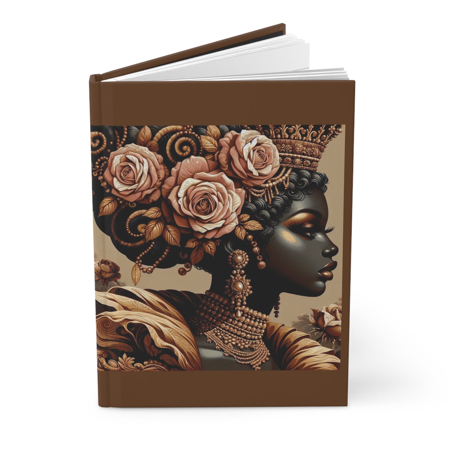 Elegant Floral Hardcover Journal - Stylish Writing Notebook - Lady With Peach Roses Design