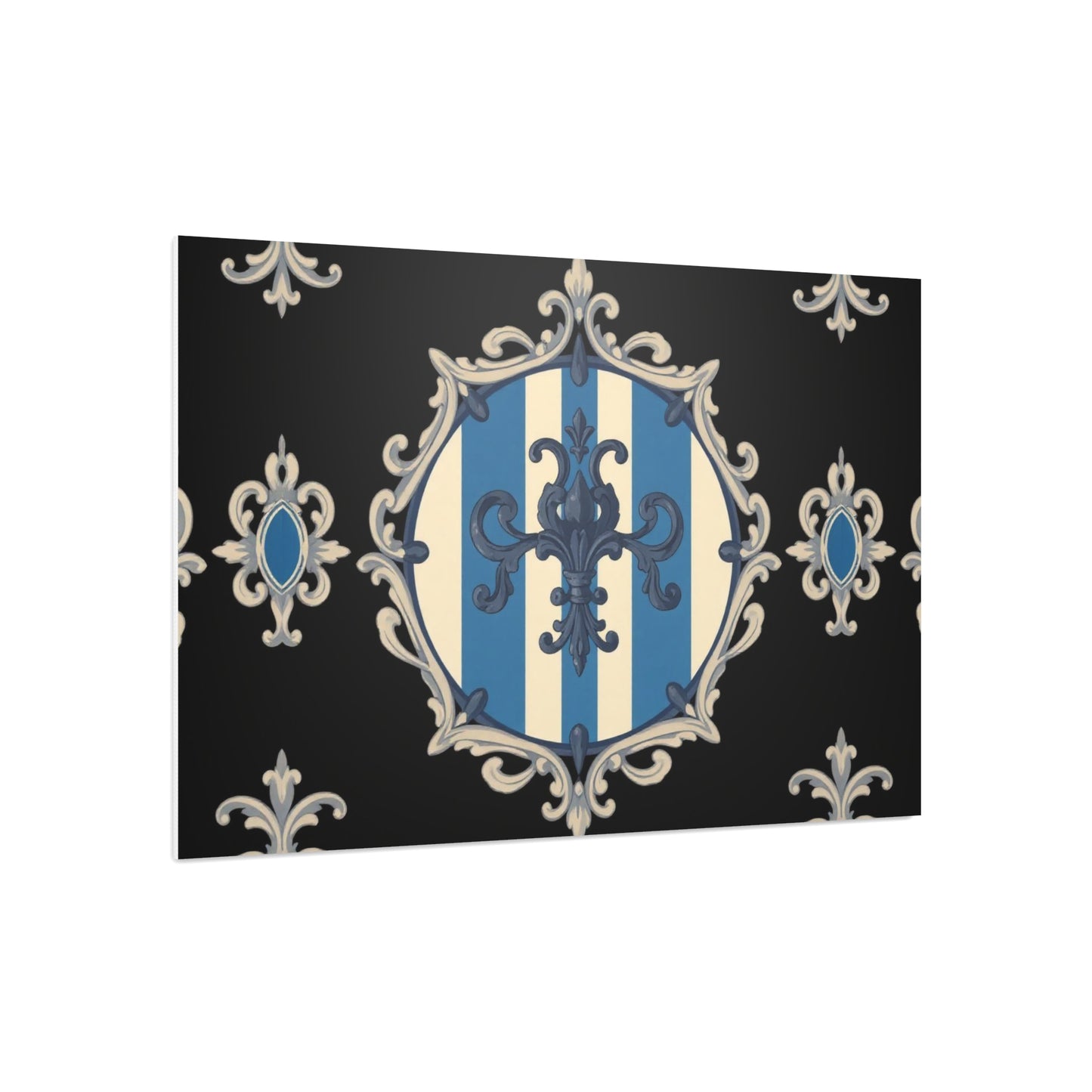 Elegant Blue & Alabaster Striped Baroque Decorative Foam Board Art, Home Decor Wall Display, Unique Gift for Housewarming, Event Decorations