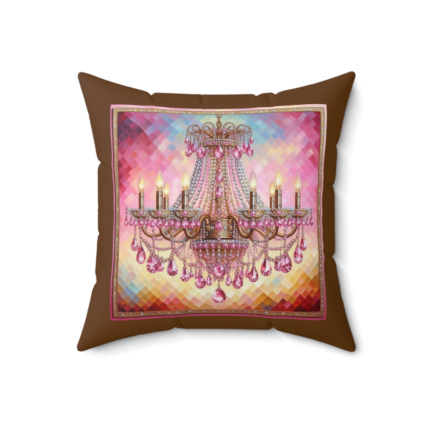 Chic Chandelier Pillow, Decorative Home Decor, Pillow for Living Room, Luxury Accent Pillow, Gift for Housewarming, Pink Chandelier Art