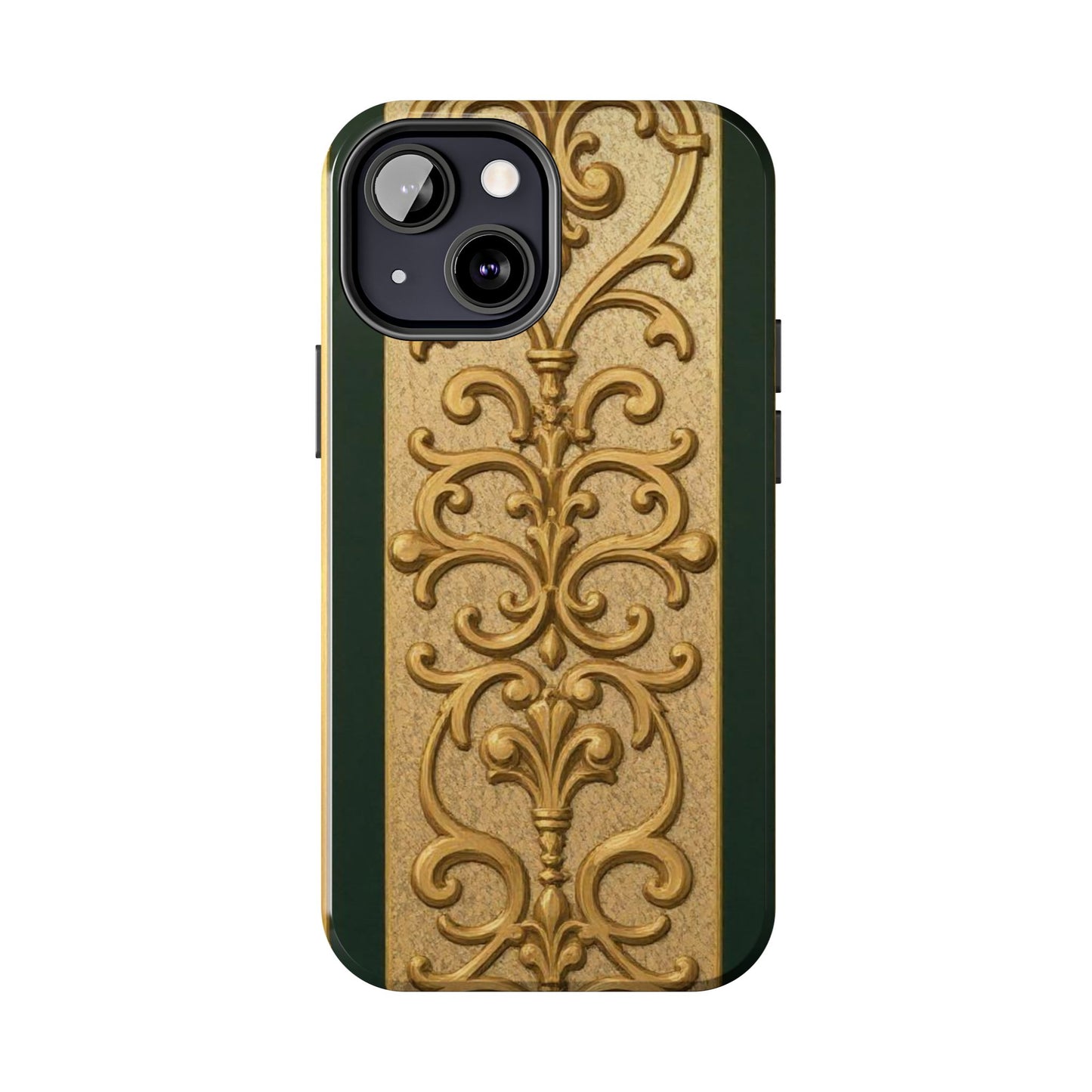 Elegant Teal Striped Gold Baroque Vintage Phone Case, Durable Cell Phone Cover, Floral Phone Protection, Personalized Gift Idea