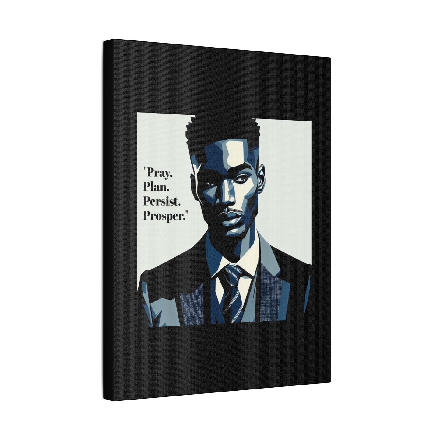 Afro Art Print Canvas, Wall Decor, Satin Stretched Canvas, African American Art, Office Decor, Home Decor - "Pray. Plan. Persist. Prosper."