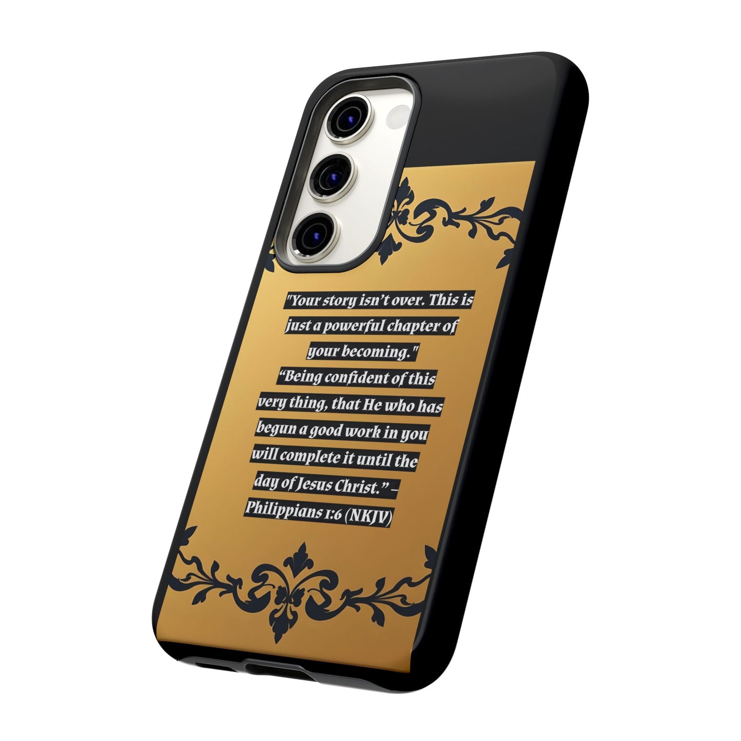 Elegant Floral Motif Phone Case - Tough Cases with Vintage Design - "Your story isn't over"