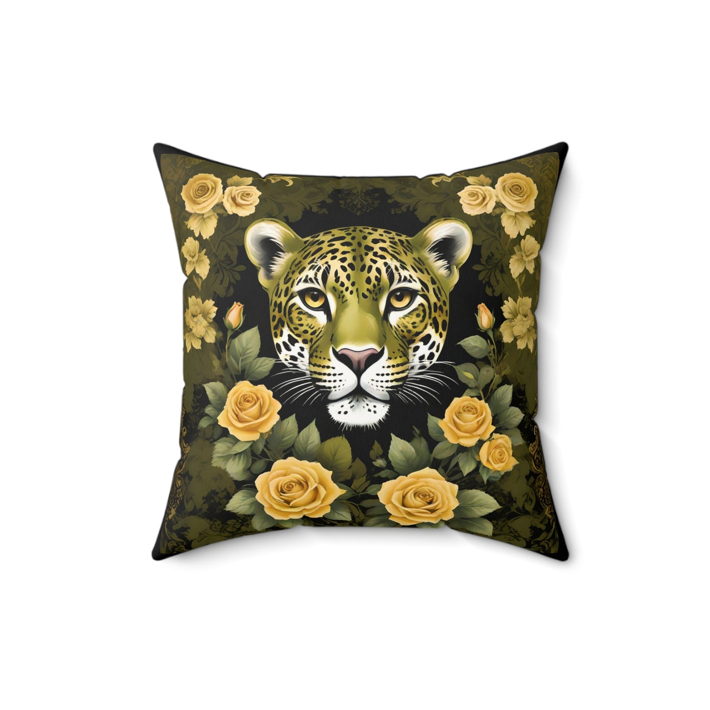 Elegance Leopard Floral Pillow - Olive Leopard