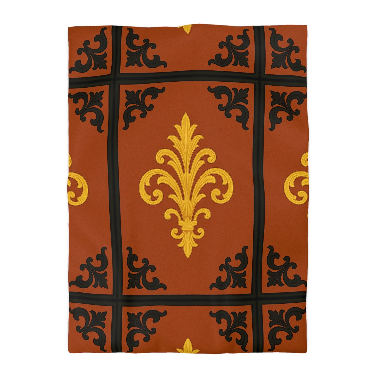 Dusk Terracotta Baroque Duvet Cover — Dusk Terracotta & Gold Tile Pattern