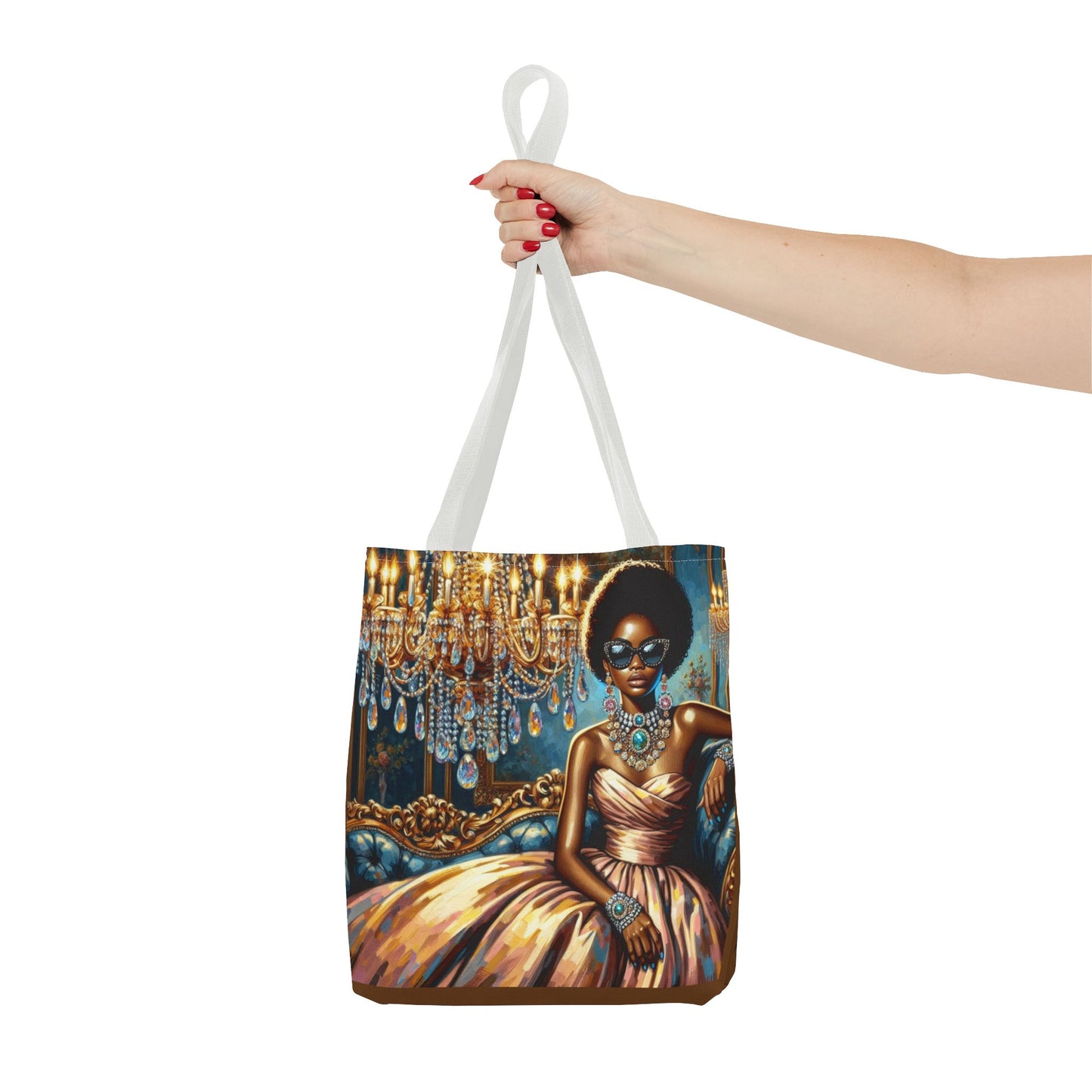 Elegant Fashion Tote Bag, Chic Handbag for Women, Stylish Shopping Bag, Glamorous Gift for Her, Art Tote - Elegant Lady & Chandelier