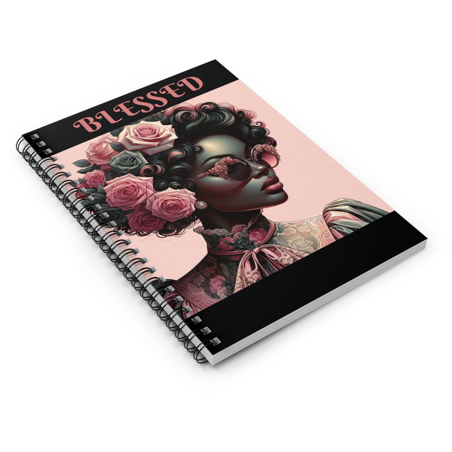 Stylish Spiral Notebook - Blessed Chic Matte Teal Lady Design, Journaling, Sketching, Gifts for Her, Inspirational Stationery, Art Supplies