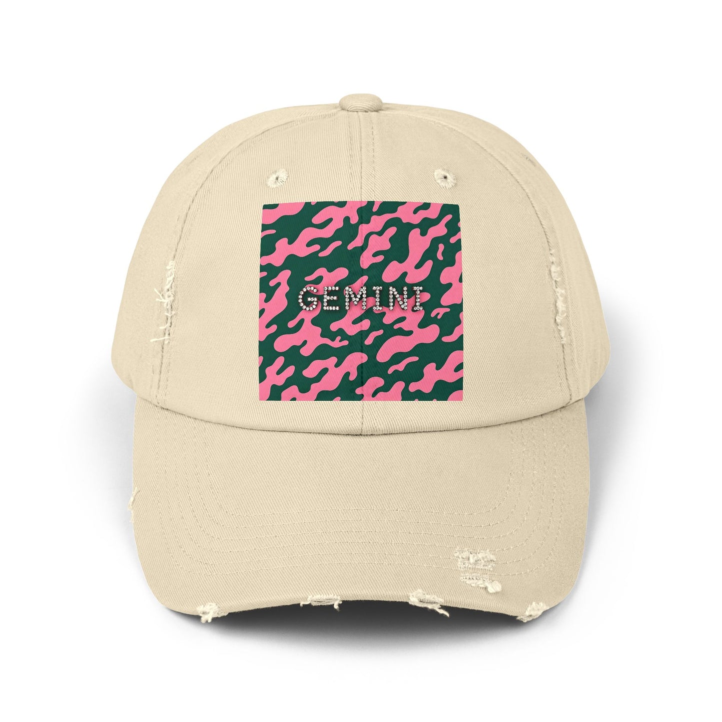 Gemini Distressed Cap - Trendy Unisex Camo Hat for Astrology Lovers