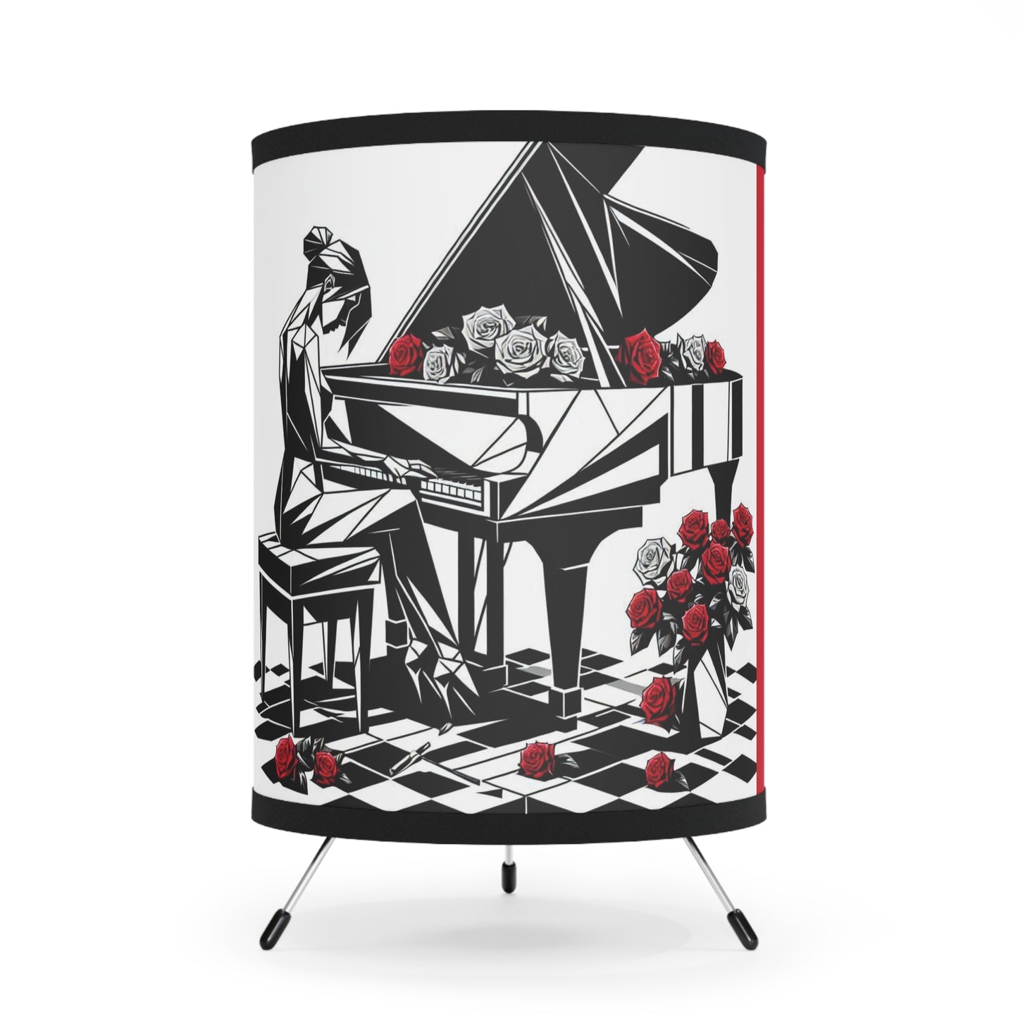 Elegant Piano Rose Tripod Lamp | High-Res Artistic Shade | Perfect for Home Decor