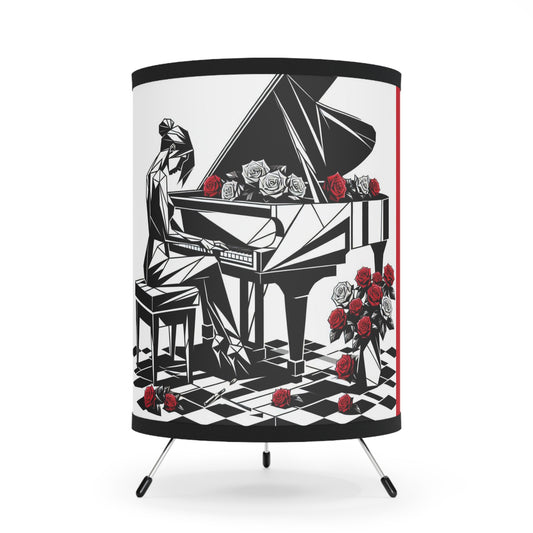 Elegant Piano Rose Tripod Lamp | High-Res Artistic Shade | Perfect for Home Decor