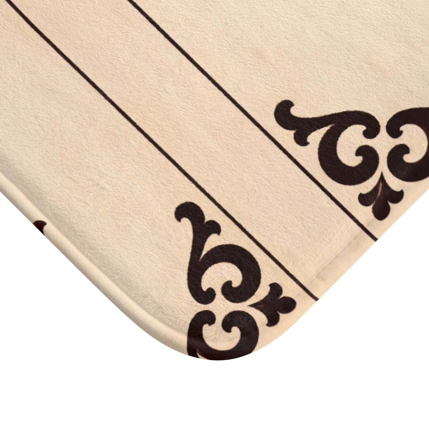 Almond-Beige & Brown Baroque Bath Mat – Beige & Brown Decorative Bathroom Rug