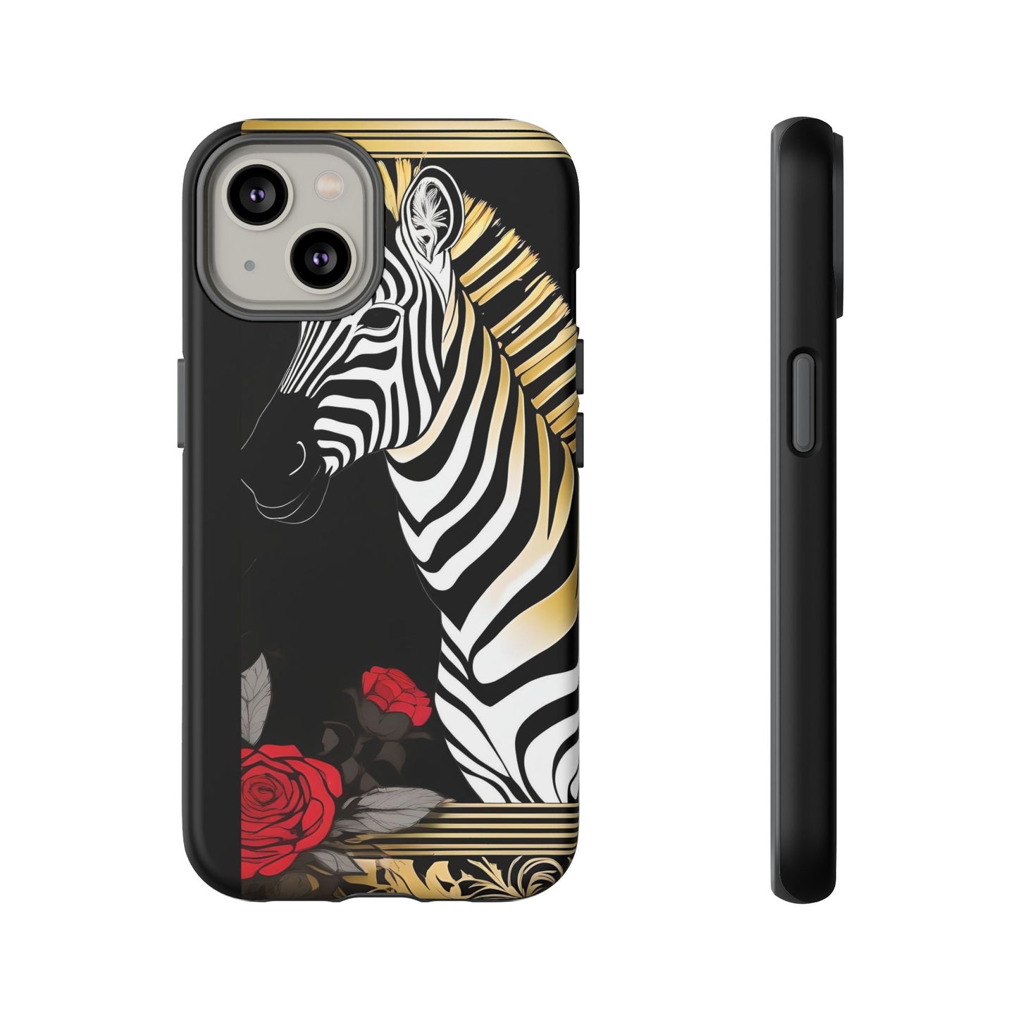 Phone Case - Elegant Zebra & Roses Design