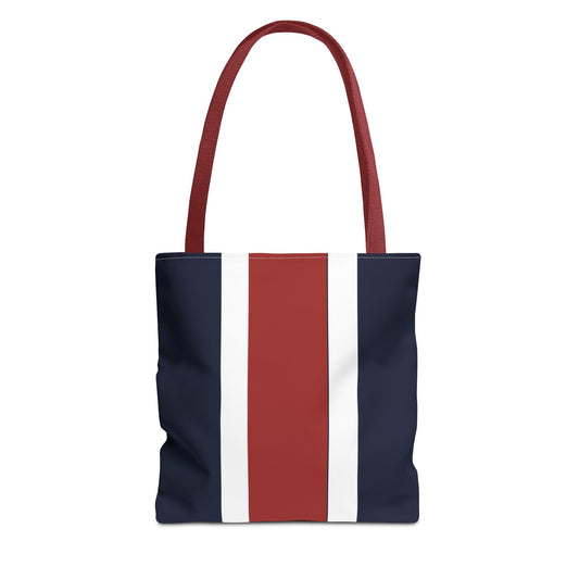 Lunar Midnight & Red-White Striped Tote Bag, Summer Beach Bag, Casual Shopping Tote, Patriotic Gift for Her, Travel Accessory