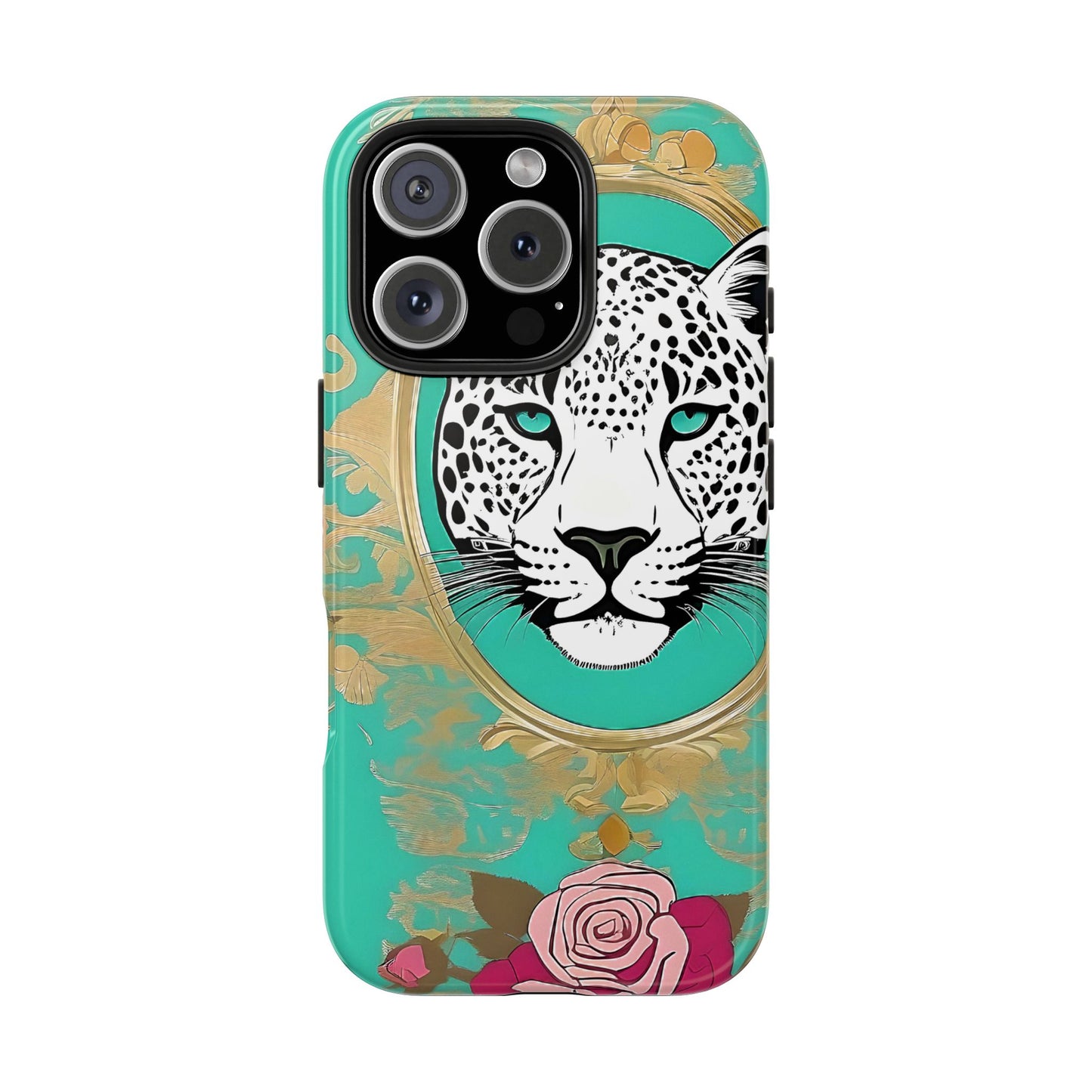 Leopard Tough Phone Case - Trendy Floral Design for Animal Lovers - Leopard & Rose