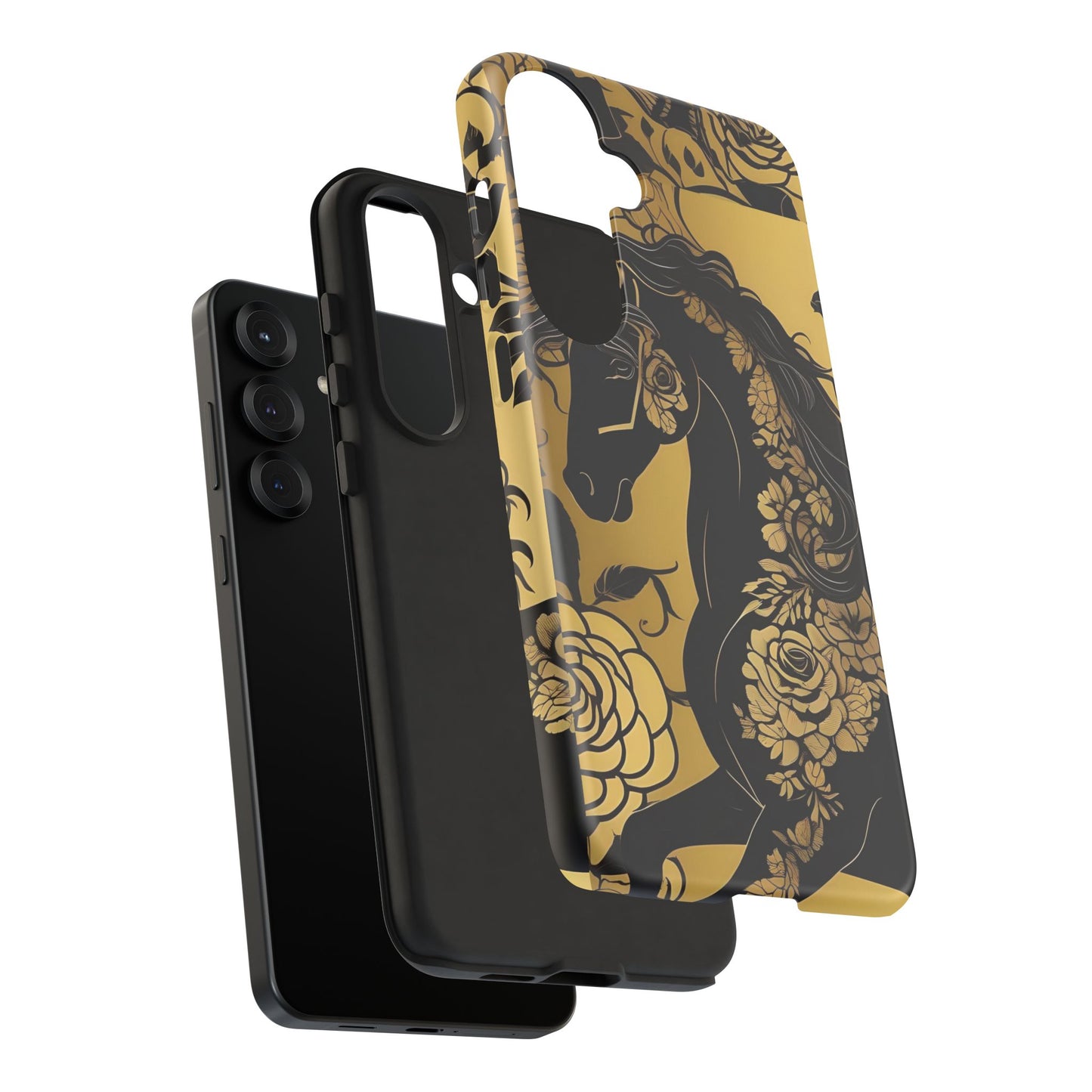 Phone Case - Elegant Horse & Roses Design
