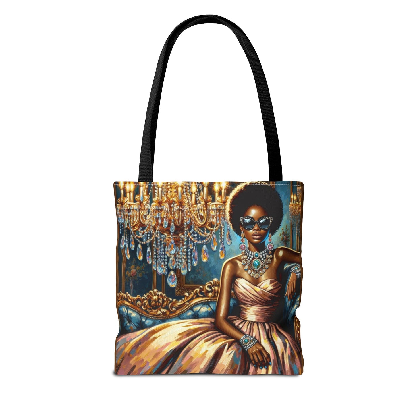Elegant Fashion Tote Bag, Chic Handbag for Women, Stylish Shopping Bag, Glamorous Gift for Her, Art Tote - Elegant Lady & Chandelier