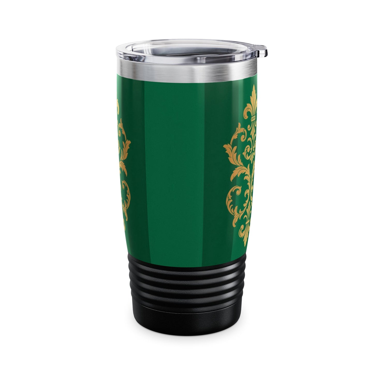 Green Striped Gold Baroque 20oz Tumbler — Elegant Insulated Travel Cup
