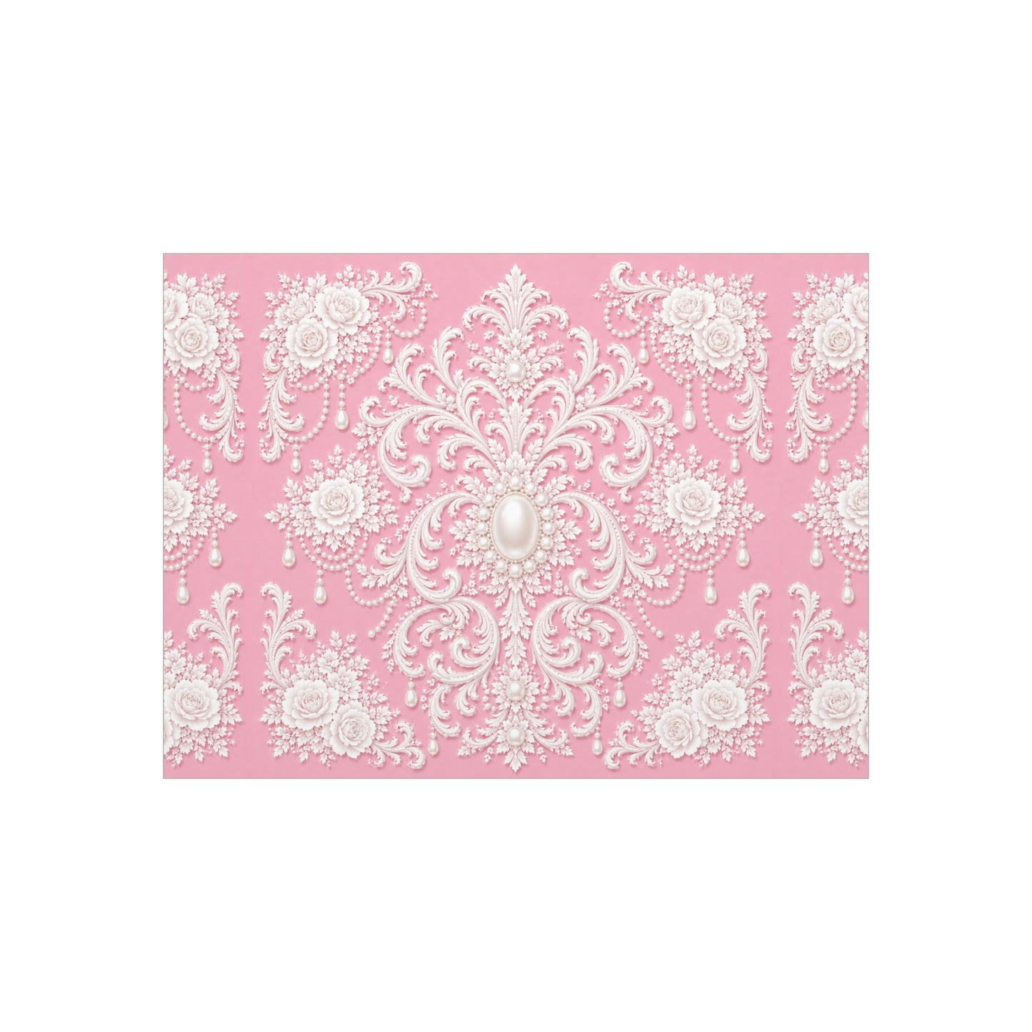 Pink Rococo Pearl Foam Board Wall Art — Elegant Vintage Floral Accent