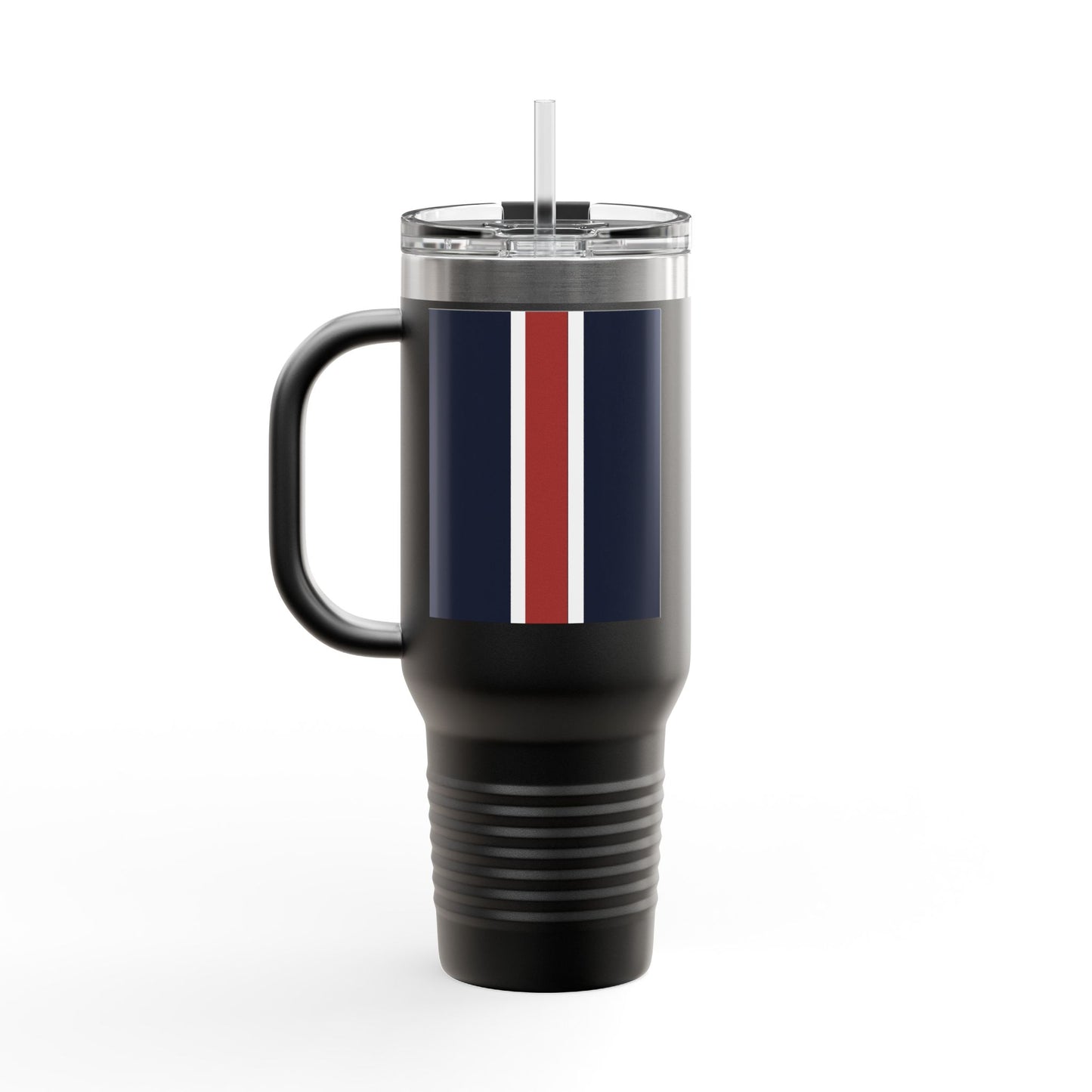 Lunar Midnight & Red-White Striped Stylish Insulated Travel Mug - Perfect for Adventure Seekers | 40oz Hot & Cold Beverage Container
