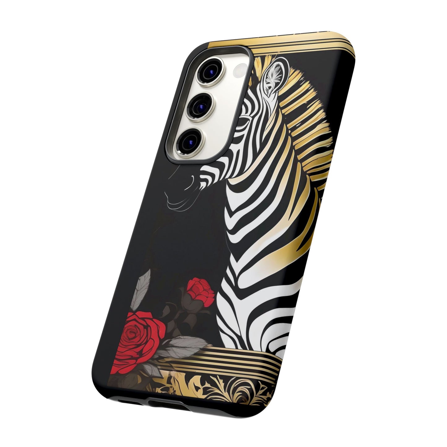 Phone Case - Elegant Zebra & Roses Design