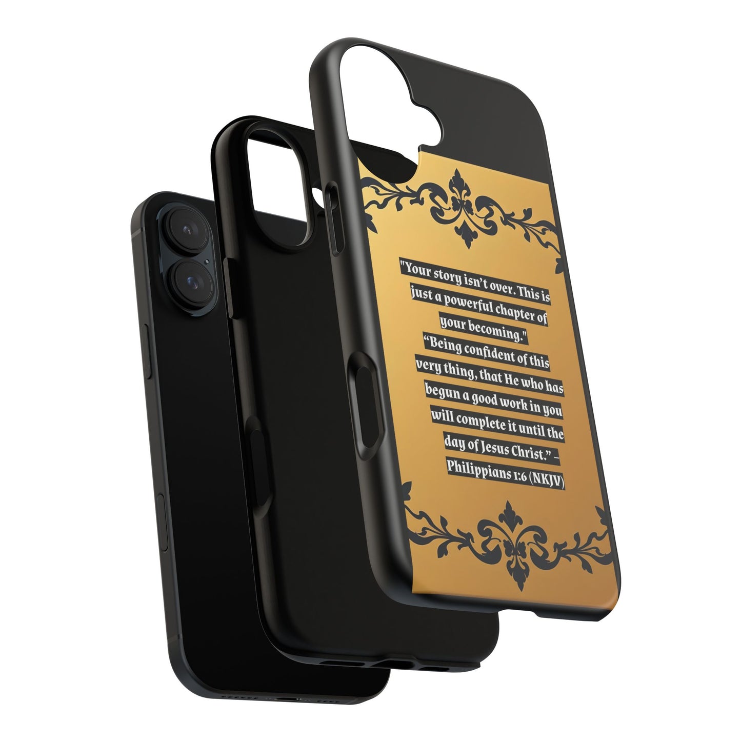 Elegant Floral Motif Phone Case - Tough Cases with Vintage Design - "Your story isn't over"