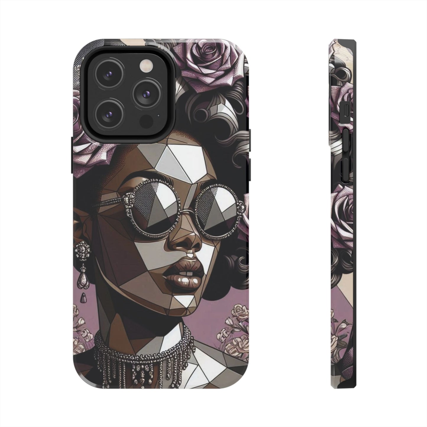 Chic Geometric Phone Case, Stylish Tough Case for Women, Unique Gift, Floral Design, Modern Accessories for Everyday Use - Lilac Baroque Lady