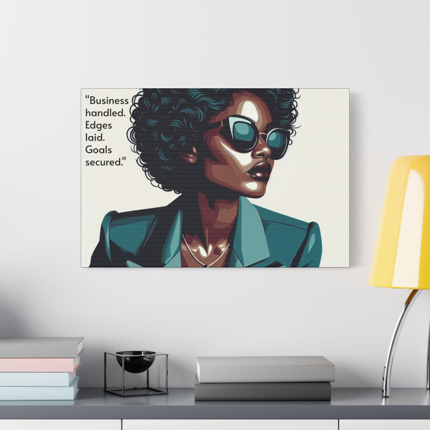 Afro Art Print Canvas, Wall Decor, Satin Stretched Canvas, African American Art, Office Decor, Home Decor - "Business handled."