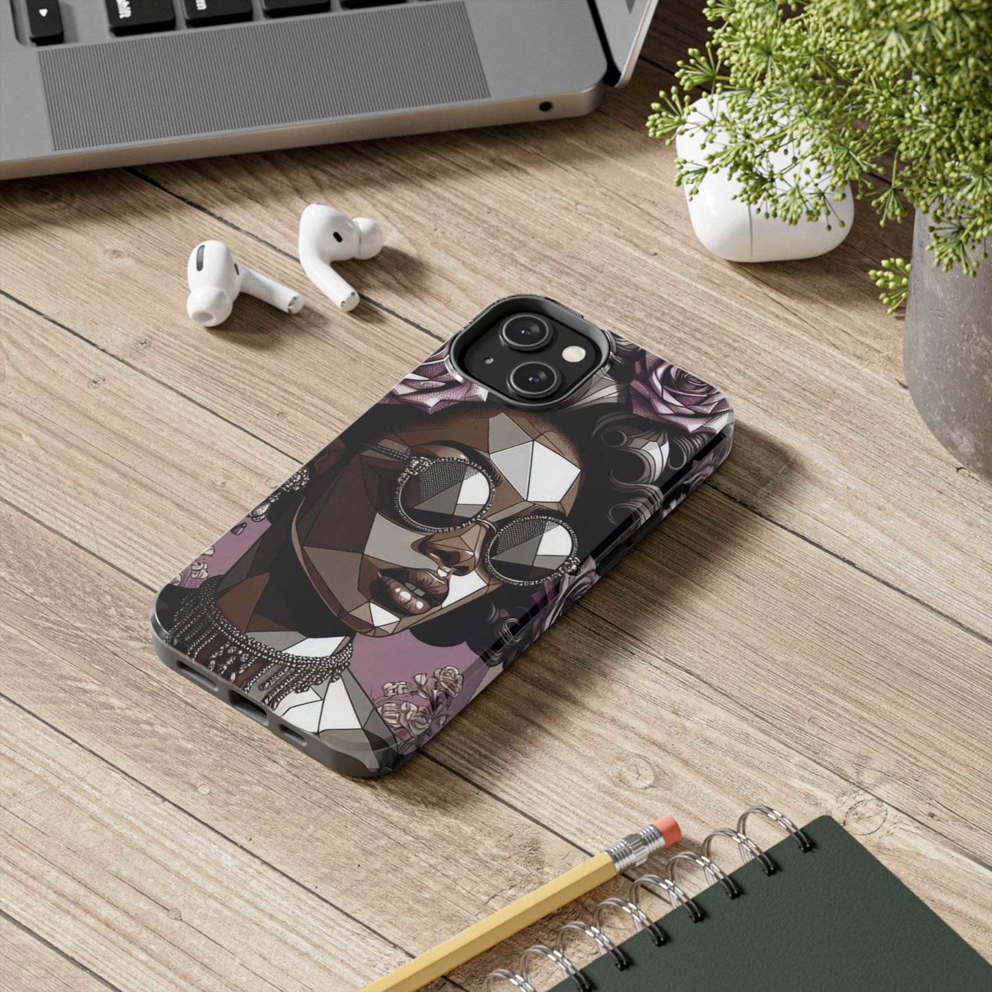 Chic Geometric Phone Case, Stylish Tough Case for Women, Unique Gift, Floral Design, Modern Accessories for Everyday Use - Lilac Baroque Lady