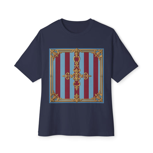 Ornate Vintage Style Unisex Oversized Boxy Tee, Baroque Chic T-Shirt, Casual Wear, Graphic Tee, Unique Gift, Summer Fashion