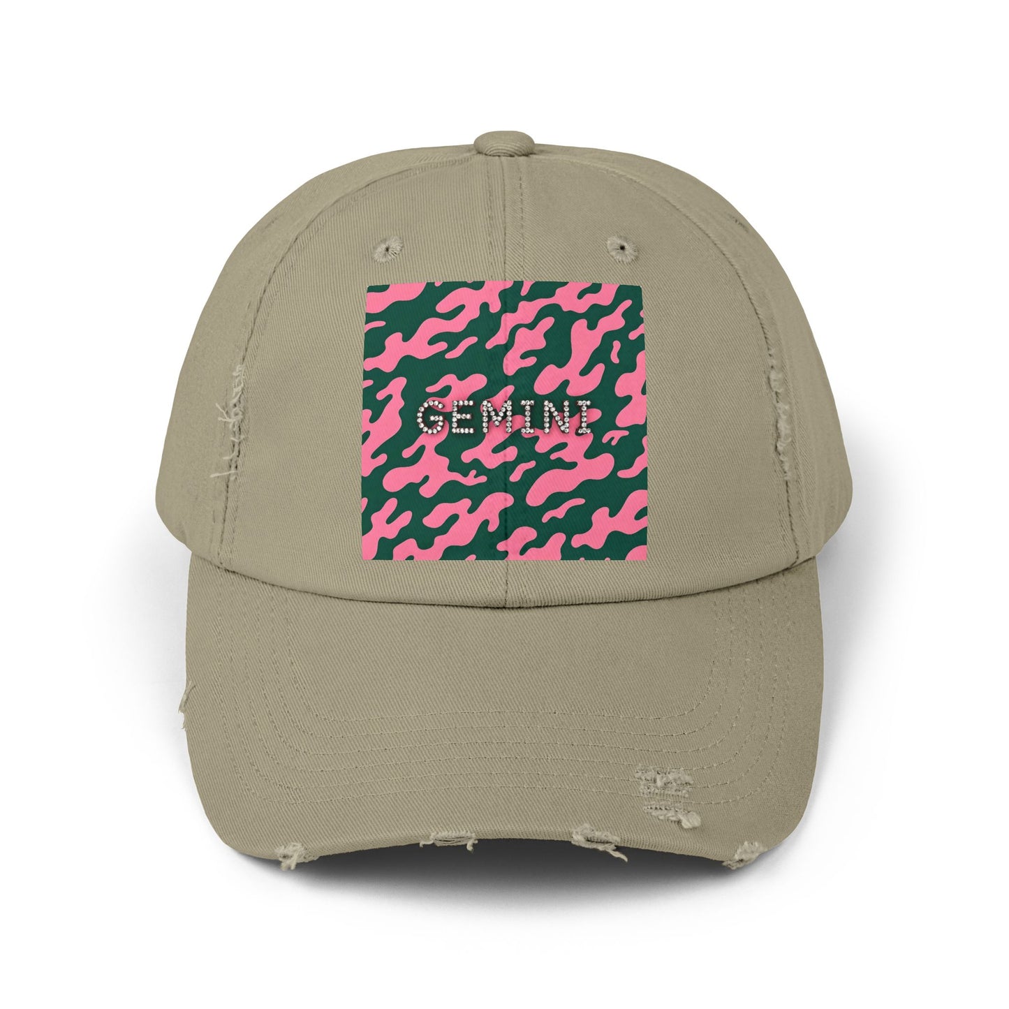 Gemini Distressed Cap - Trendy Unisex Camo Hat for Astrology Lovers