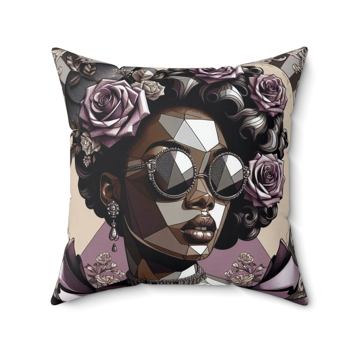 Chic Floral Square Pillow | Stylish Home Decor, Floral Accent Pillow, Modern Throw Cushion, Gift for Her - Lilac Baroque Lady
