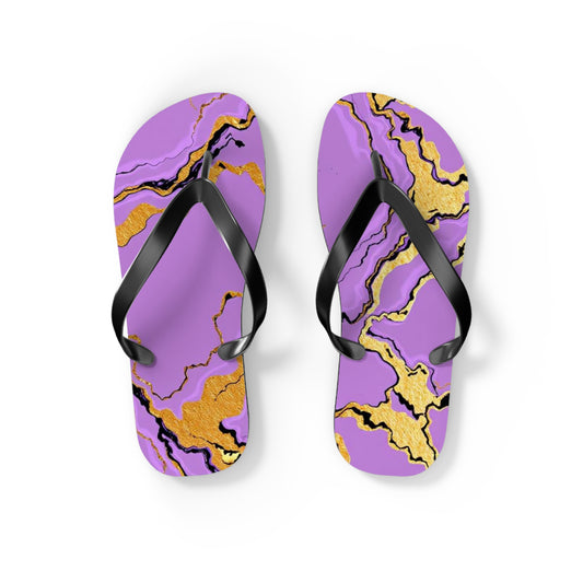 Vibrant Marble Lavender Print Flip Flops | Trendy Summer Sandals, Beach Footwear, Vacation Essential, Stylish Outdoor Slippers, Gift for Her
