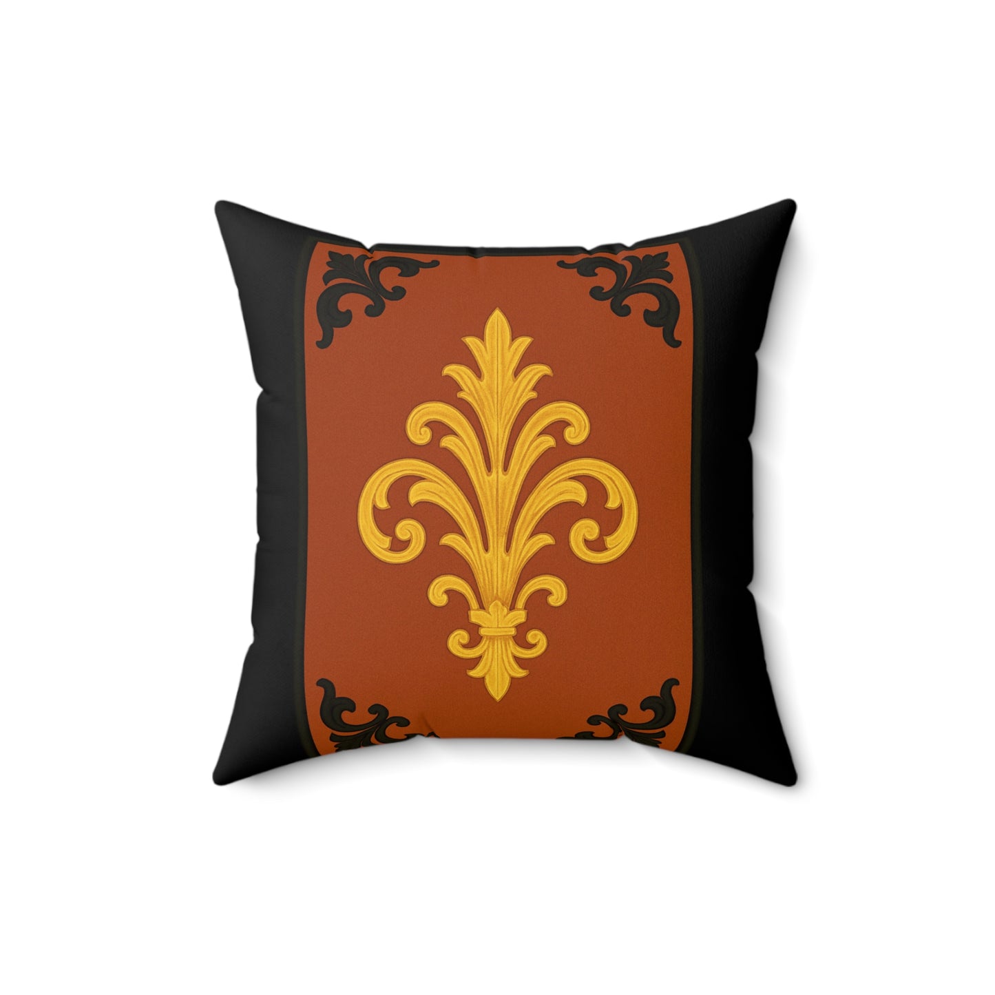 Dusk Terracotta Baroque Faux Suede Pillow — Decorative Throw Cushion