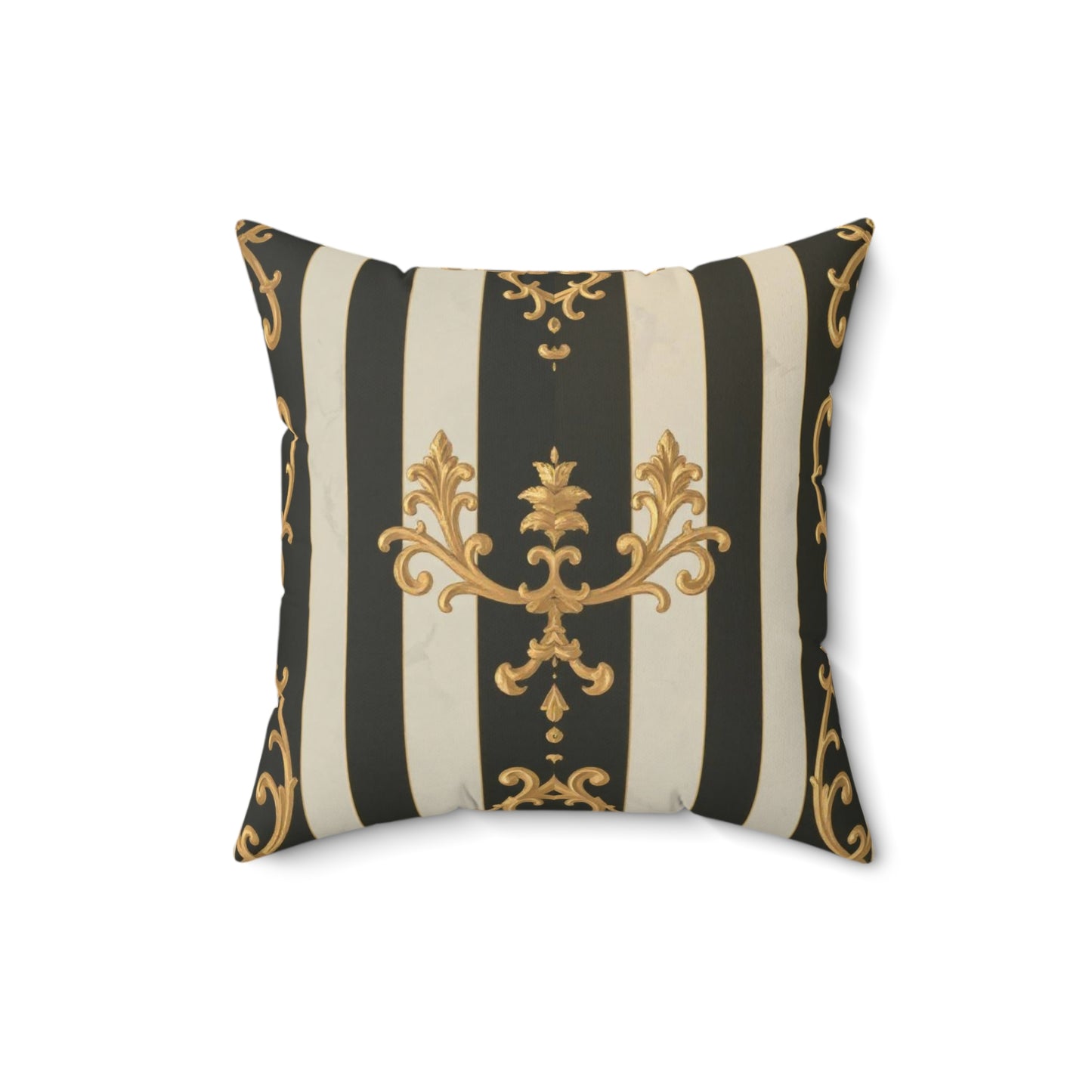 Elegant Black & Alabaster Striped Baroque Decorative Pillow, Modern Home Decor, Luxurious Cushion, Gifts for Housewarming, Living Room Accent