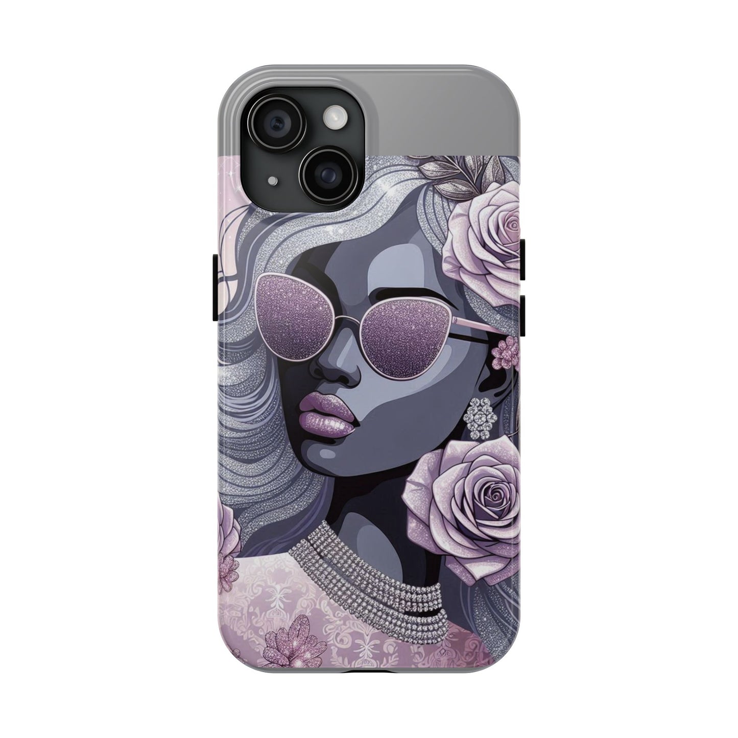 Glamorous Floral Tough Phone Case - Chic Protection for Trendsetters - Lilac & Lavender