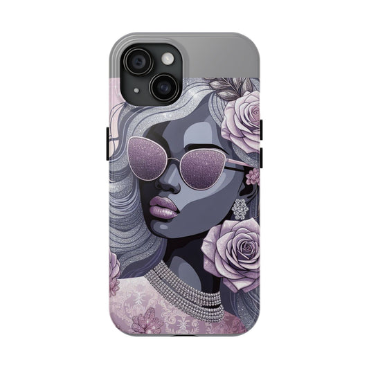 Glamorous Floral Tough Phone Case - Chic Protection for Trendsetters - Lilac & Lavender