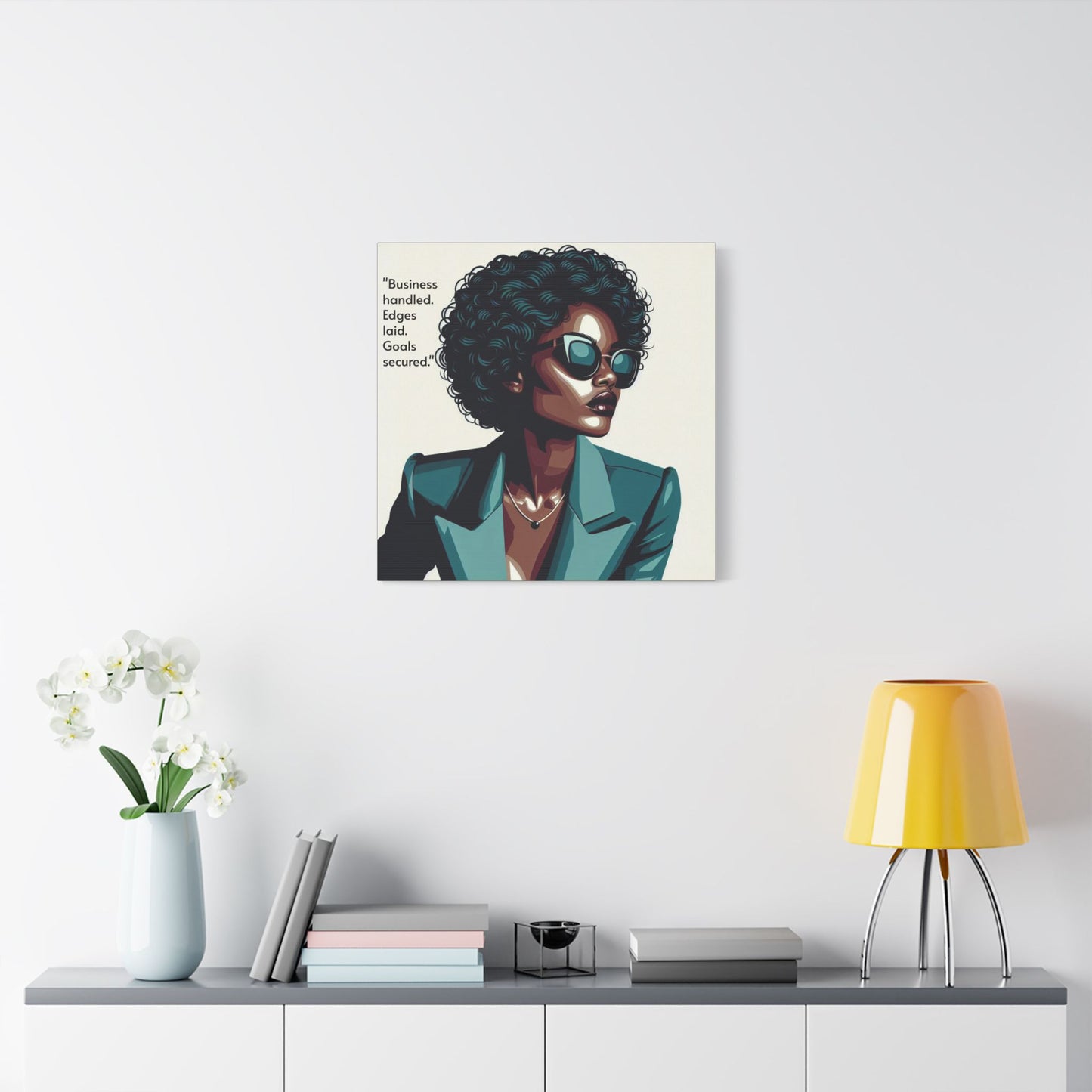 Afro Art Print Canvas, Wall Decor, Satin Stretched Canvas, African American Art, Office Decor, Home Decor - "Business handled."