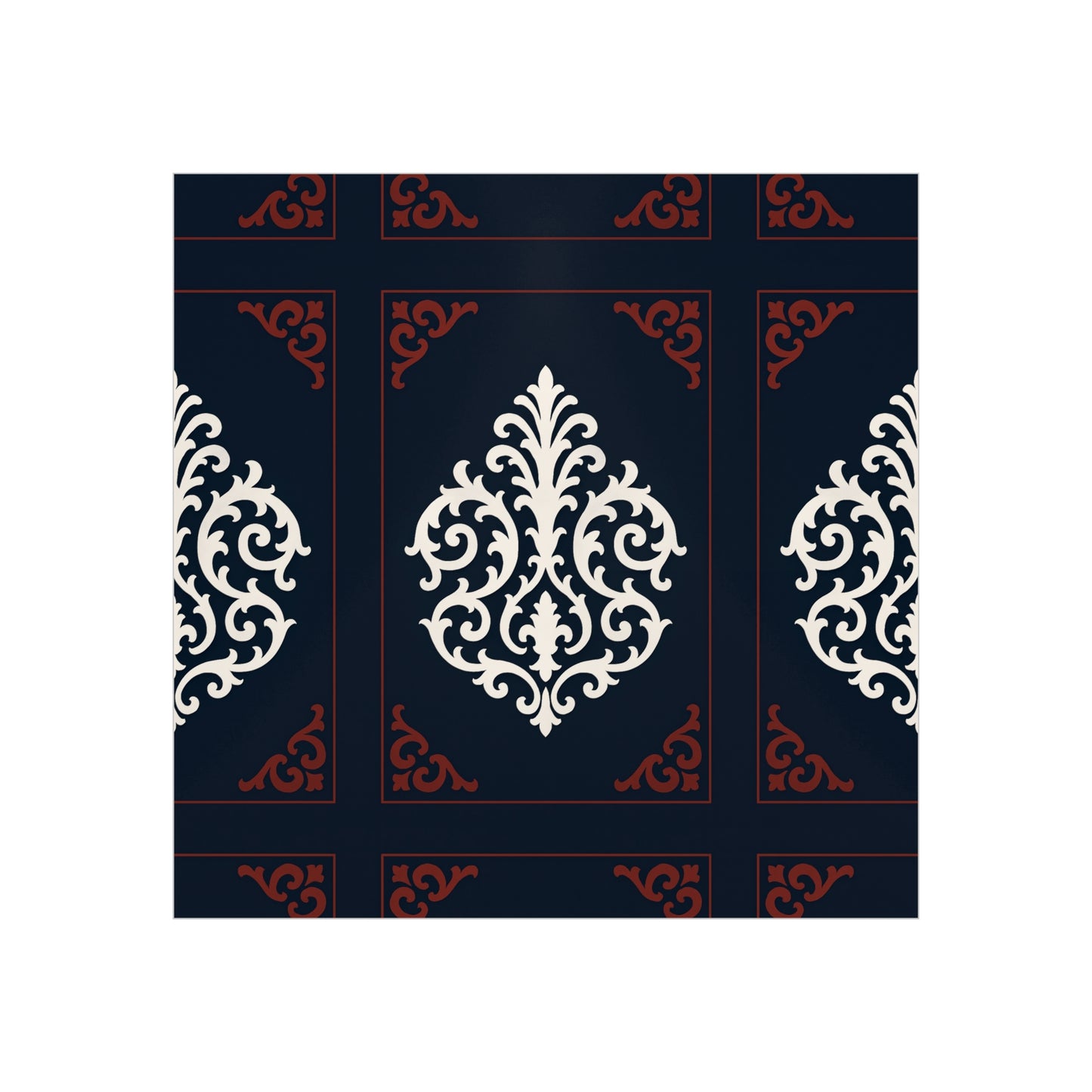 Dusk Blue-Maroon & White Baroque Foam Board Wall Art — Blue, White & Maroon Pattern