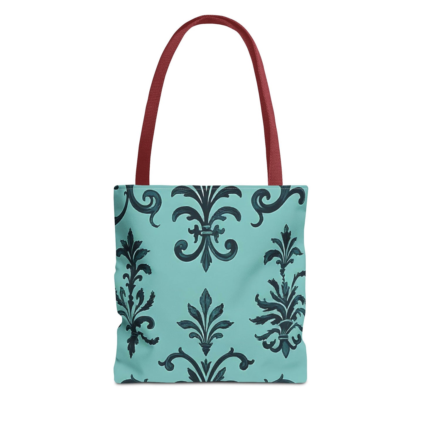 Chic Floral Tote Bag – Stylish Canvas Shopper, Gift for Her, Birthday Present, Everyday Use, Eco-Friendly, Floral Print - Teal Striped Rococo