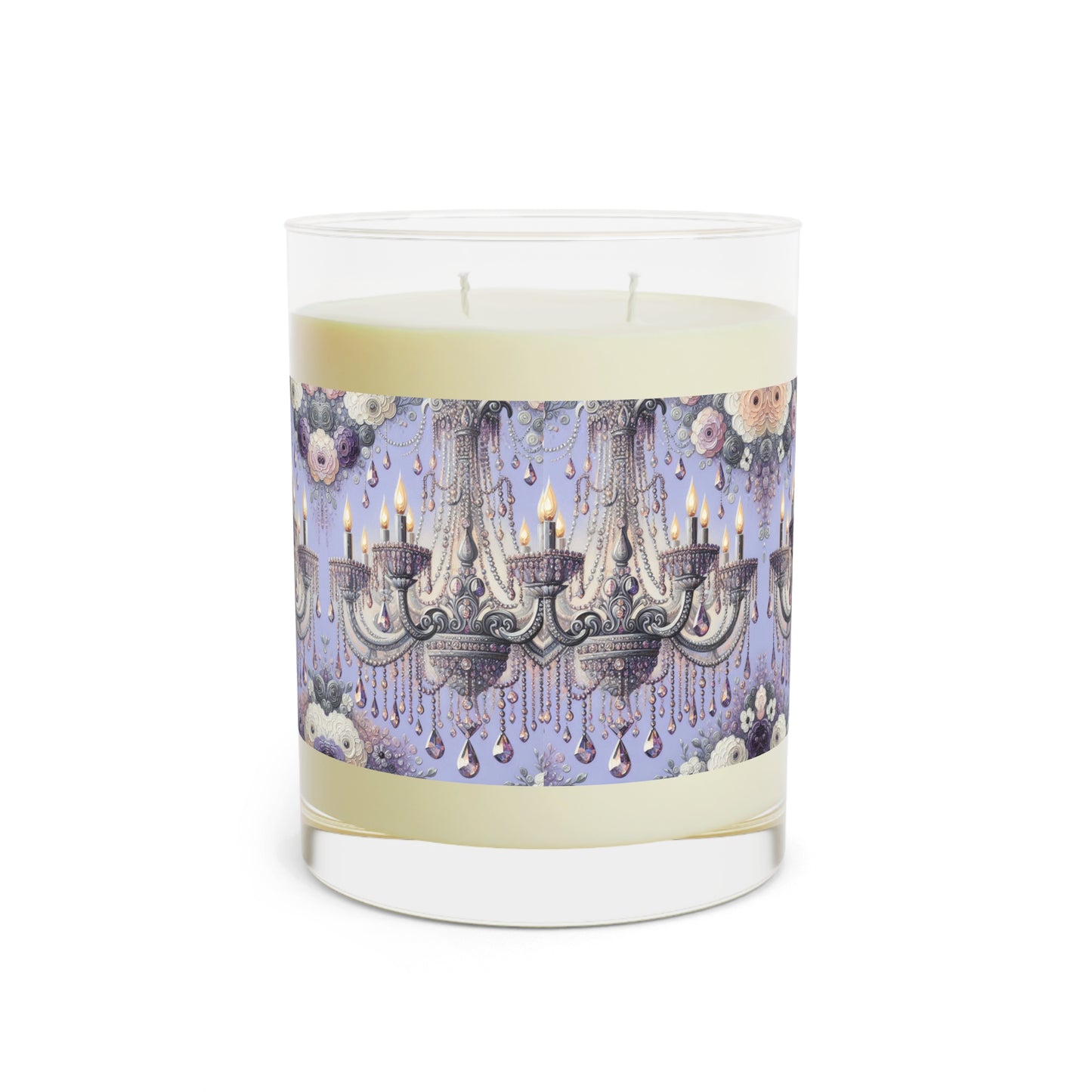 Elegant Floral Scented Candle - Cozy Home Decor, Aromatherapy Gift, Relaxing Atmosphere, Wedding Favor, Spa Experience - Lilac Jeweled Chandelier