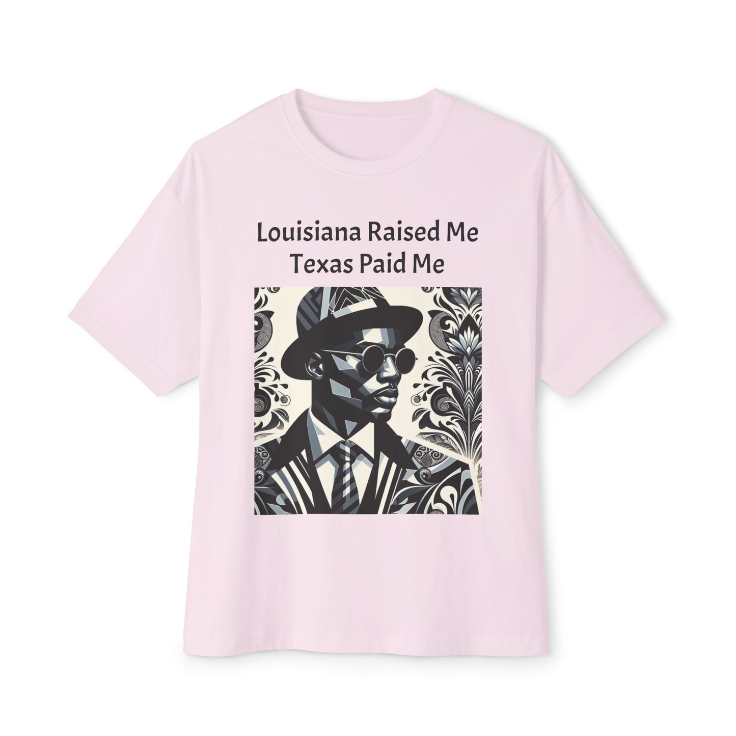 Louisiana and Texas Pride Oversized Tee, Unisex Graphic Tee, Casual Wear, Street Style, Gift for Music Lovers - Black Letters